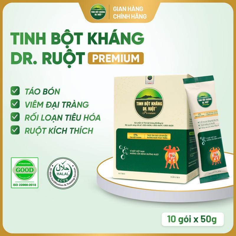 [Có quà] [Tinh Bột Kháng DR. RUỘT Premium] Hỗ trợ cải thiện táo bón, tiêu chảy, đại tràng, hội chứng ruột kích thích, thức ăn nuôi dưỡng lợi khuẩn đường ruột, hỗ trợ cân bằng hệ vi sinh - PREBIOTIC - Hộp 10 gói 50g