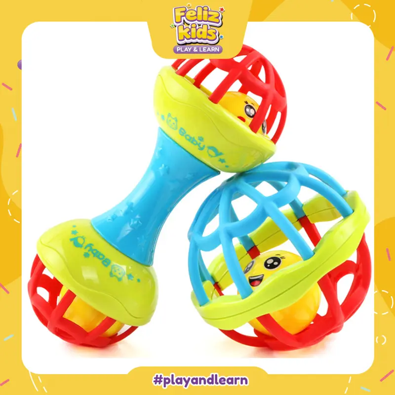 [FELIZKIDS] [FK124] Mainan Bayi Rattle Stick Bunyi Bola Kerincingan Baby Soft Teether Gigitan Bayi BPA Free 0