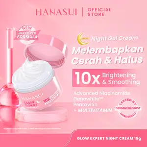 HANASUI Glow Expert Night Cream NEW Improved Formula - Gel Cream Ringan & Kunci Kelembaban Mencerahkan & Menghaluskan - Niacinamide & Genowhite