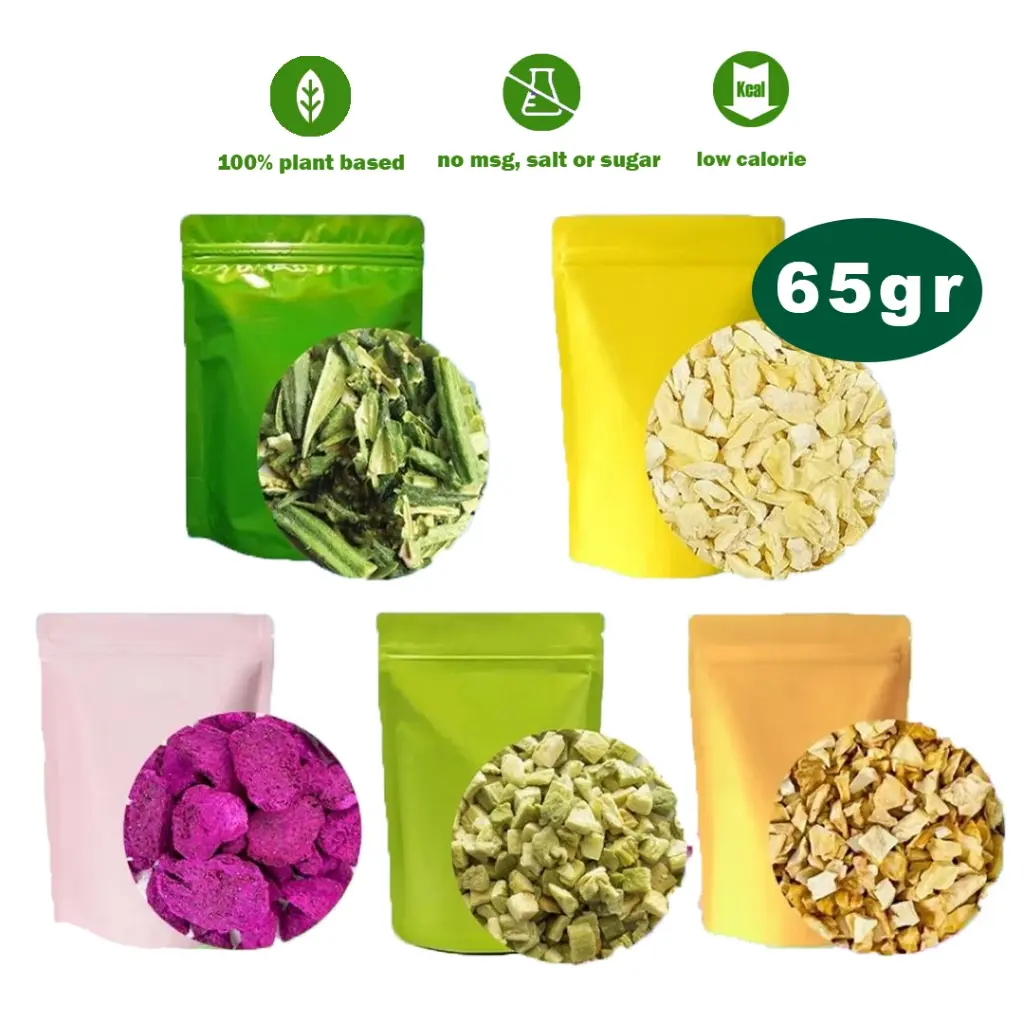 65g Keripik Crumbs Patahan Renyah Okra Crumbs | Keripik Okra | Keripik Nangka | Keripik Kiwi | Keripik Durian | Keripik Ubi | Keripik Buah | Keripik Sayur | Buah Kering | Snack Sehat | Cemilan Sehat