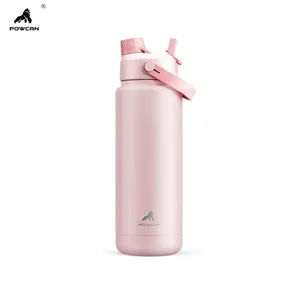 Botol Air Tersulut POWCAN dengan Tutup 2-in-1 Sedotan dan Mulut Botol, Anti Bocor, Bebas BPA, Botol Air Baja Tahan Karat Dinding Ganda untuk Olahraga, 500 ml/768 ml/1100 ml Vakum