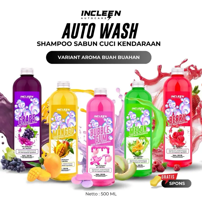 AUTO WASH | SHAMPOO SABUN CUCI KENDARAAN 5 VARIANT AROMA - PERAWATAN MOTOR MOBIL - BUSA SALJU TEBAL