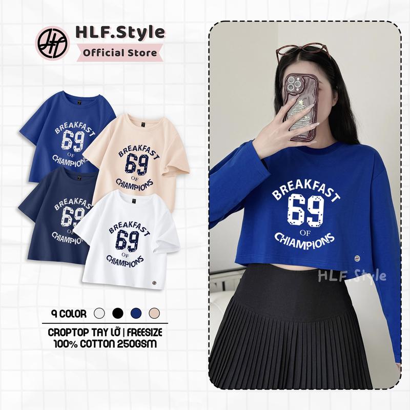Áo thun croptop baby tee Breakfast 69 form rộng nữ áo phông kiểu HLFStyle