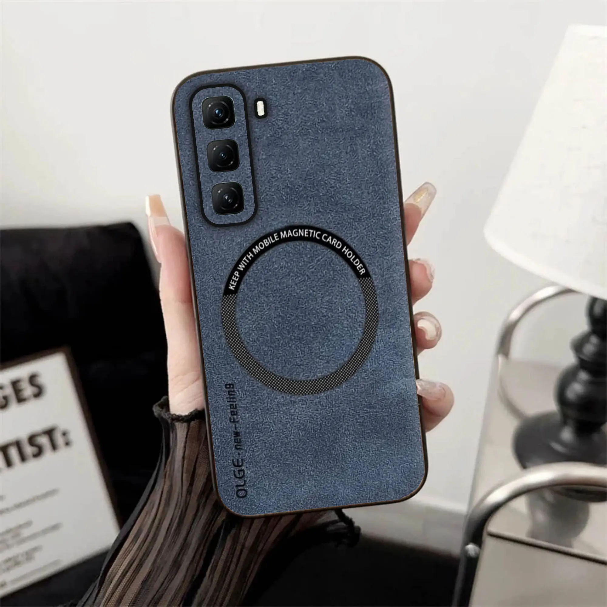 Soft Case Infinix Hot 50 Pro Plus Leather Magnetic Support Magsafe Wireless Charging