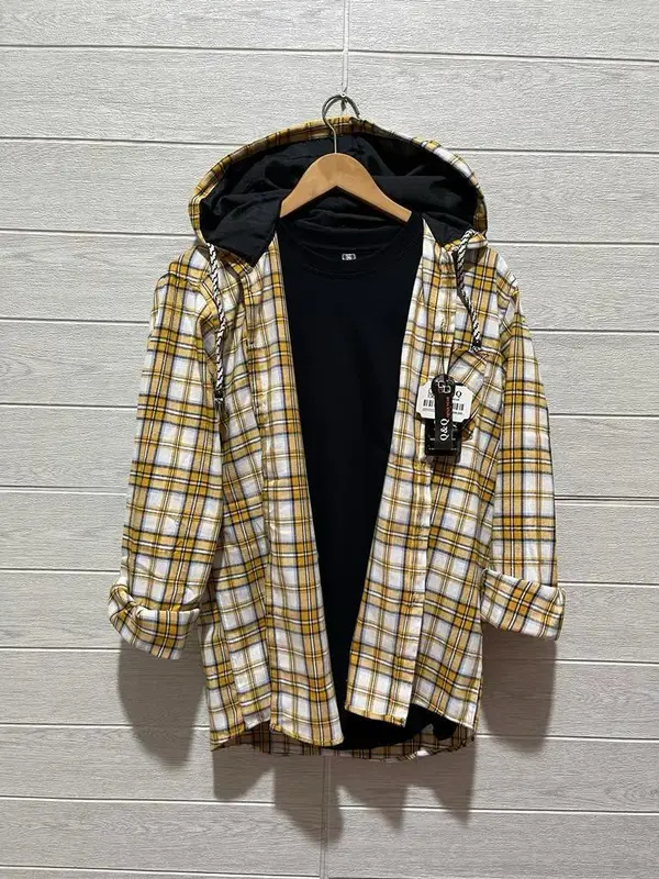 KEMEJA FLANEL HOODIE LENGAN PANJANG BERTUDUNG PRIA DAN WANITA KWALITAS DISTRO Keren Nyaman 5