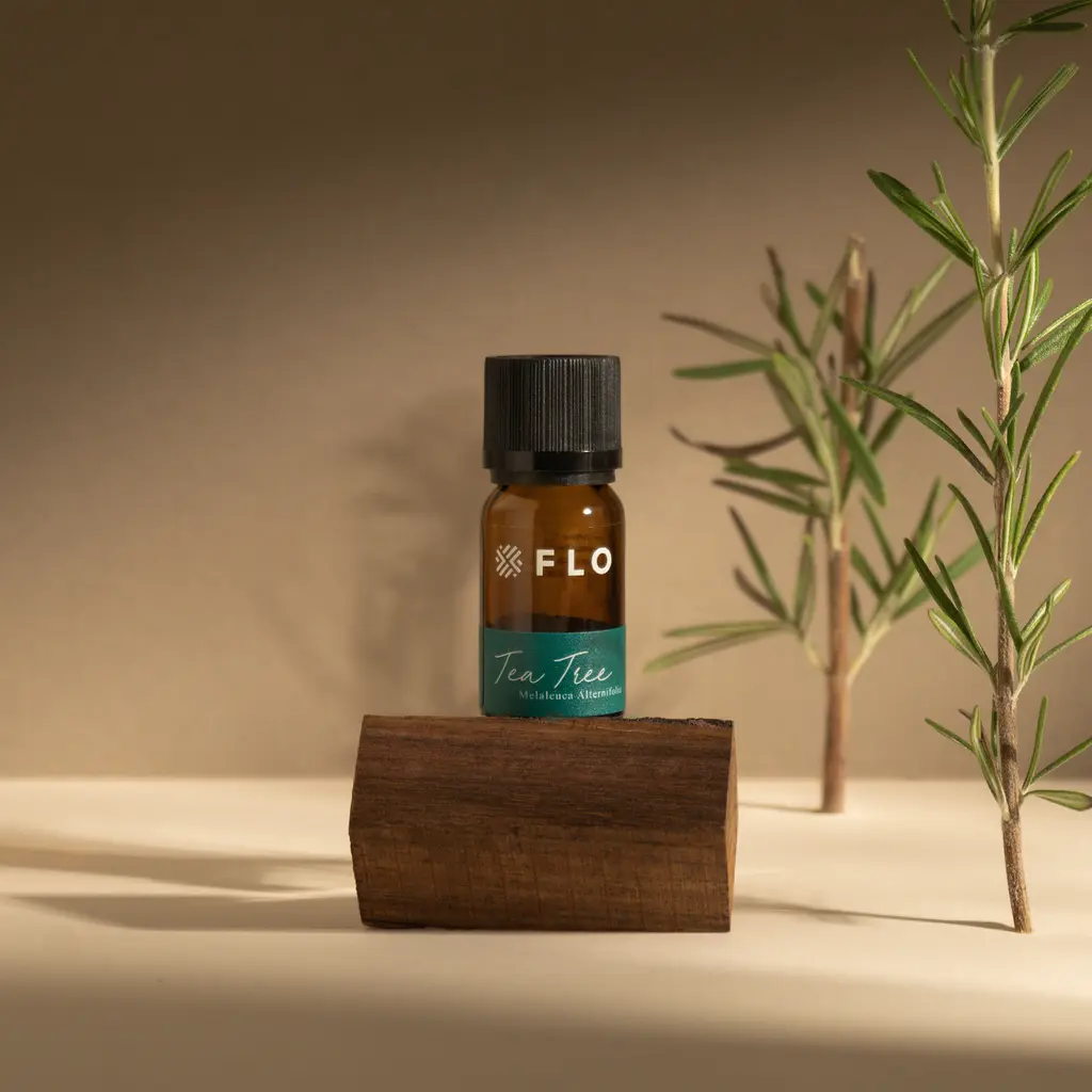 FLO Tea Tree Essential Oil 10ml 50ml 100ml - Uplifts Mood, Boosts Mental Clarity and Reduces Stress