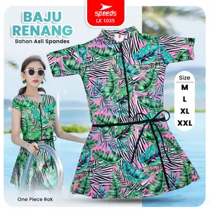 SPEEDS Baju Renang Wanita Swimwear Swim Suit Cewek Muslim Panjang M L XL XXL Rok Air Olahraga Sport Wanita Perempuan Remaja 1035