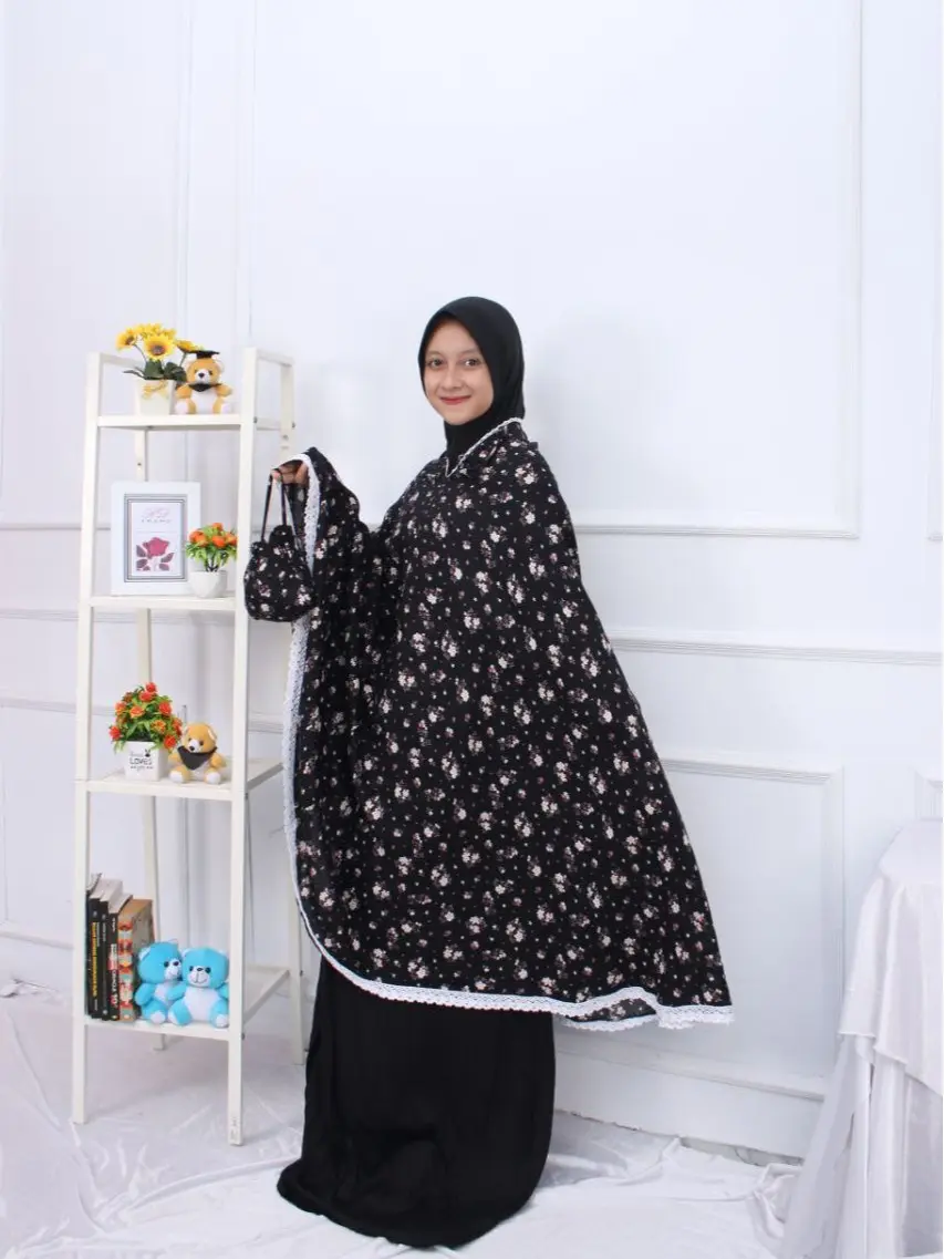 Mukena Motif Balqis 2in1 Dan Kerut Kening Katun Rayon Premium Cantik Tebal Elegan Dingin - Muslim - Mukenah