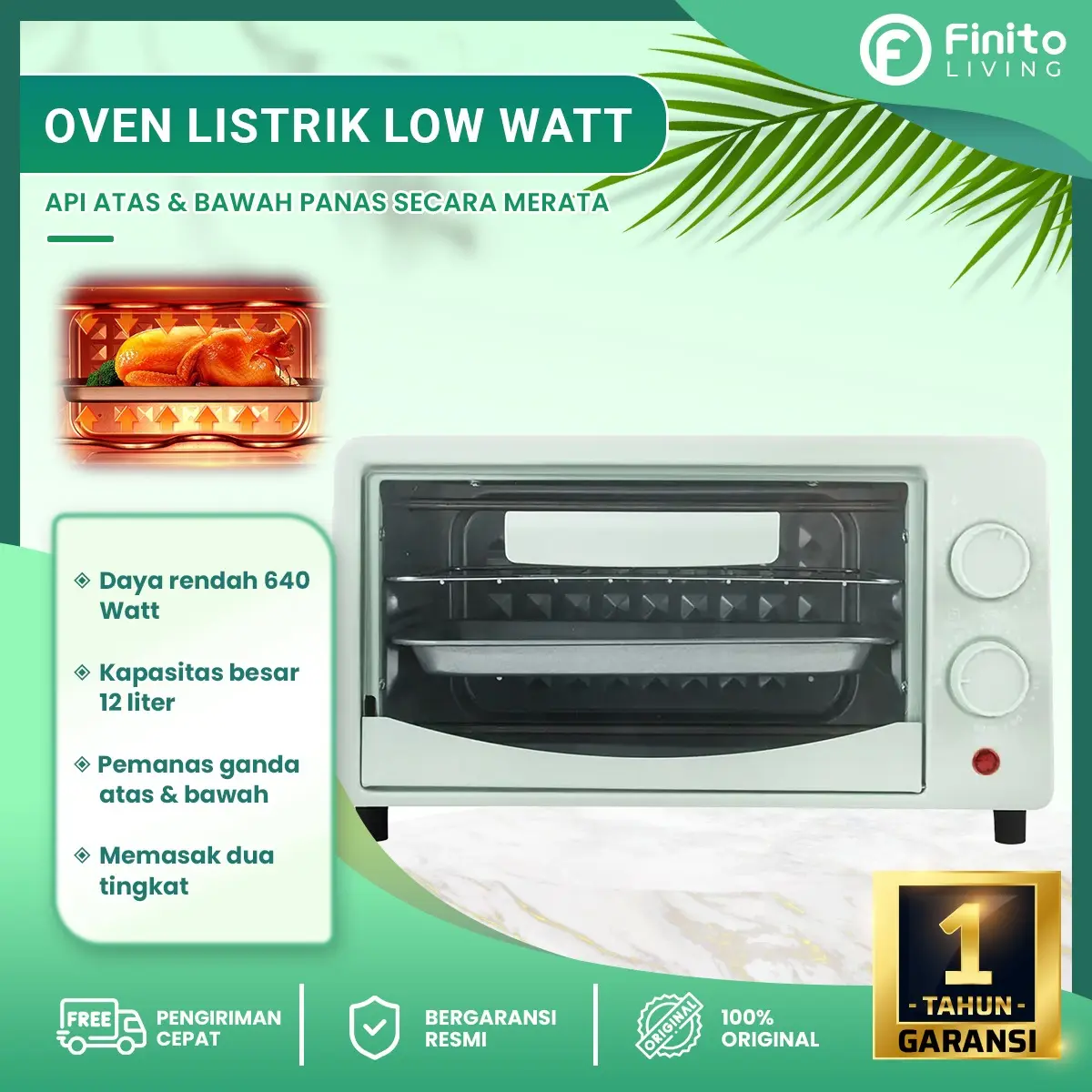 Oven Listrik Mini Multifungsi 12 Liter Low Watt /Pemanggang Roti Multifungsi Serbaguna