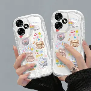 Casing hp INFINIXHOT30(4G)/X6831 Boneka kartun lucu gelombang transparan cangkang lembut wanita all-inclusive anti-jatuh case
