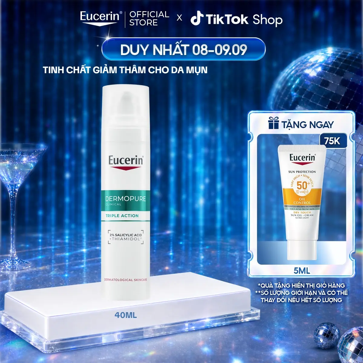 Tinh Chất Eucerin Dermopure Clinical Triple Action Giảm Thâm Mụn & Dưỡng Sáng 40ml