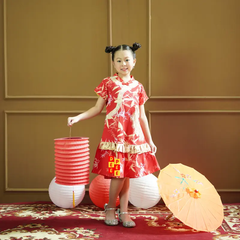 Gaby dress red bamboo 1-6 tahun terusan imlek anak perempuan deepeekids 7