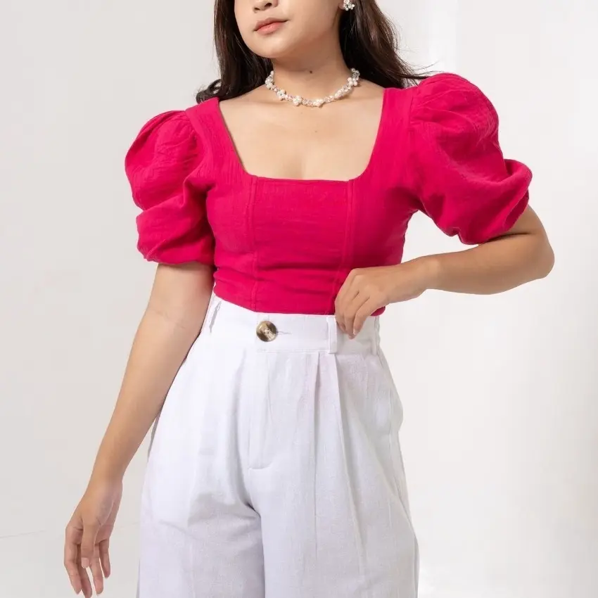 Lyona Blouse Crop Top / Atasan Wanita Sabrina Crop Top / Baju Wanita Cantik