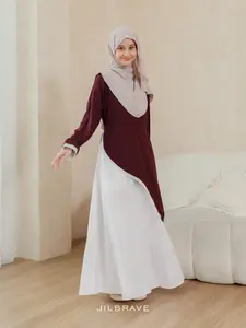 JILBRAVE Nayara Dress Gamis Raya Lebaran Exclusive Pattern Feminine Chic
