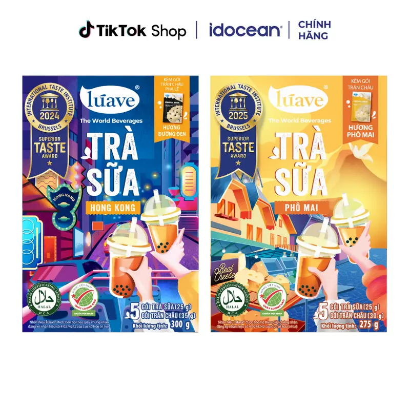 [Tặng 1 Quai Ly] Combo 2 Hộp Trà Sữa Trân Châu Lúave Vị Hong Kong Và Phô Mai – Chiết xuất từ lá trà tươi, đậm vị, thơm béo vị phô mai, ngon như tiệm 0