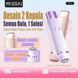 【Double Head】MIISSAI 2 IN 1 Alat Cukur Wanita Alat Cukur Bulu Mini Epilator Shaver  Pencukur Bulu Ketiak Desain Kepala Ganda BD05 mermaid waver (Pengiriman rahasia tersedia)