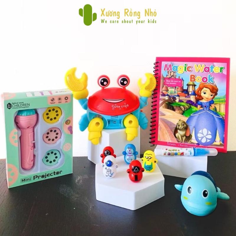 Đồ chơi cho bé Combo 5 món: cua vui nhộn lật đật mini tập tô cá bơi đèn chiếu hình phát triển toàn diện cho bé