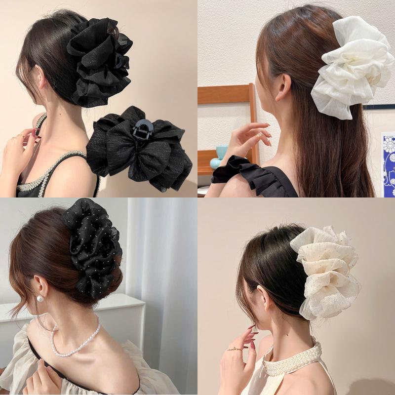 Kẹp Tóc Nơ Bong Bóng Cỡ Lớn Đính Đá Thiết Kế Mới 2025 - Mẫu Hottrend Thời Trang