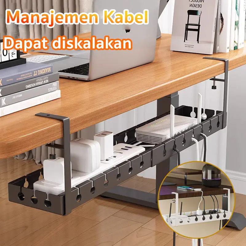 Cable Management Under Desk/Ucapkan selamat tinggal pada kabel yang berantakan/  2 ukuran/40CM/40-74CM/Dapat diskalakan/rak kabel/Cable Organizer