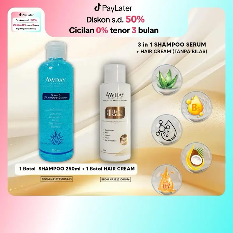 FYC - PAKET MURAH AWDAY SHAMPOO 250ML & HAIRCREAM TANPA BILAS 100ML Conditioner Haircare