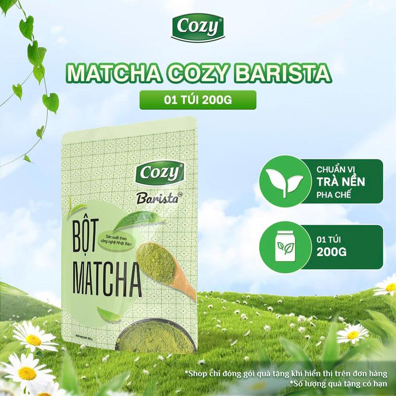 Bột Matcha Barista Trà Xanh Cozy Tea Hương Vị Thơm Ngon Của Matcha Dùng Trong Pha Chế, Làm Đẹp Tiện Lợi Gói 200G