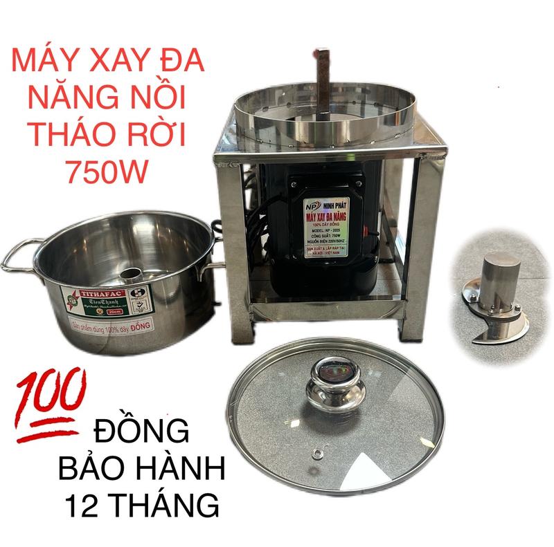 Nồi Tháo Rời Máy Xay Thịt Máy Xay Đa Năng 750w - 220v dao 2 cánh nồi inox 20cm Xay Tỏi Ớt Riềng Xả Làm Ruốc - Lõi Đồng 100% Bảo Hành 12 Tháng Thương Hiệu NINH PHÁT | máy xay thịt - máy xay thịt inox - máy xay đa năng - xay đá - xay thực phẩm bếp