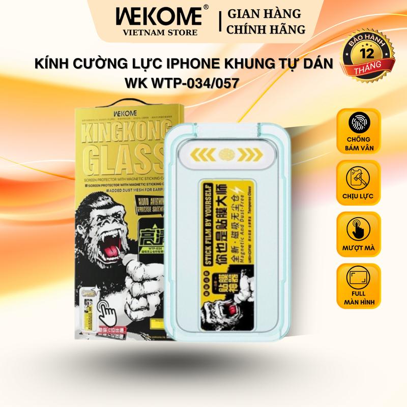  Kính Cường Lực KINKONG WEKOME WTP-034 057 Khung Tự Dán Trong Suốt Chống nhìn trộm Cho iPhone Xsmax 11 12 13 14 15 16 17 Pro Max 