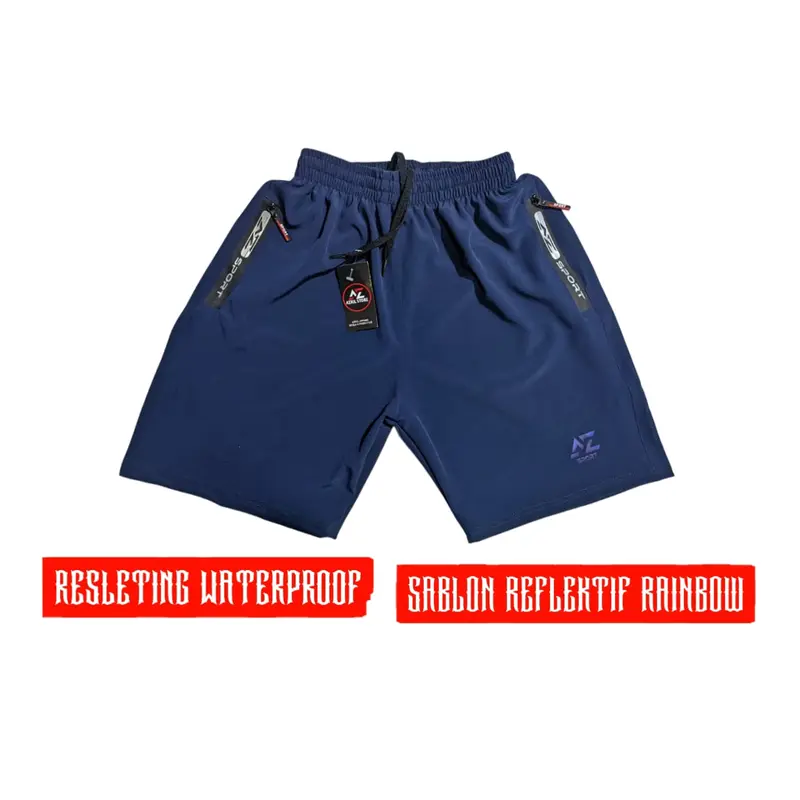 Celana Running Sport Badminton Gym Pria Dewasa Micro Sablon Reflektif Olahraga - Ukuran L 4