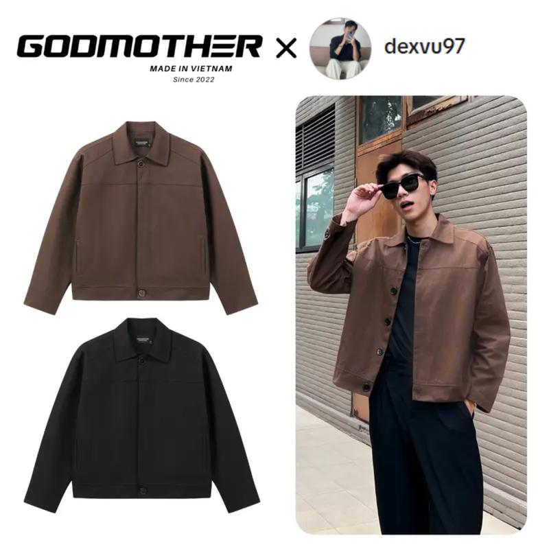   GODMOTHER x dexvu97  Áo Khoác Kaki Có Cúc GODMOTHER Jacket Kaki Form Crop Lửng Unisex Cổ Bẻ Phong Cách Basic Thanh Lịch 