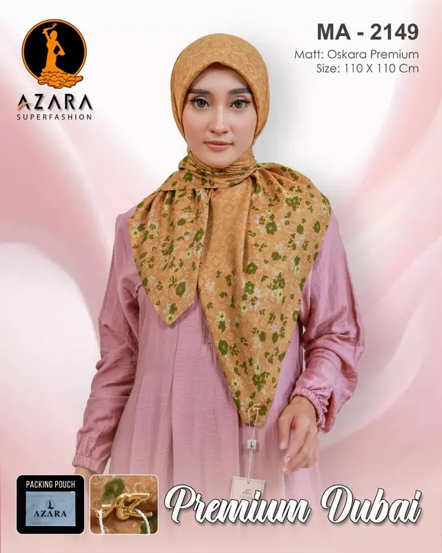 AZARA - Khusus Seragaman - Jilbab Segi Empat Oskara Motif Seragaman 110x110cm LC Logo Metal Voal 1