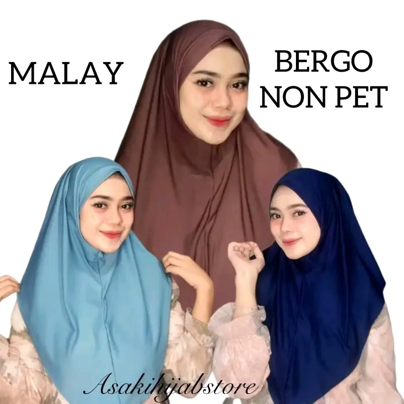 Hijab Jilbab Bergo Instan Malay non Ped Jersey Premium untuk Muslimah - Kerudung Daily hijab instan tanpa  Pad // hijab Khimar