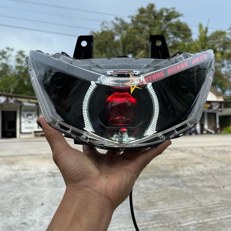 Reflektor lampu depan BEAT DELUXE BILED GEN 1 2020-2023 MATRIX X1 ukuran 4,5 inc Motorcycle Foto 3