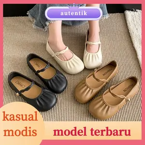 Autentik Sepatu Wanita Slip On Lembut Anti Selip PVC Kasual Flat Shoes Fashion Korea Style Stylish dan Praktis untuk Gaya Sehari-hari - Kerja