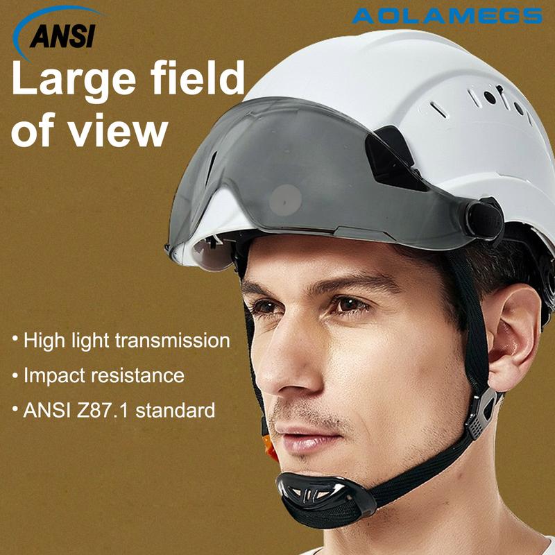 AOLAMEGS CE Construction Safety Helmet with Black Sunglasses Goggles,Safety Protection,Outdoor Mountain Climbing Rescue Construction Site,Waterproof, Sweatproof, Shockproof,Adjustable Size 8