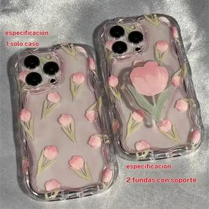 Funda con soporte de tulipanes rosas a la moda para OPPO Reno 14F/15F, 15, 14, 13, 12, FS, 13F, 12F, 11F, 11, 10 Pro y 6/5 Lite, con aroma a tulipanes