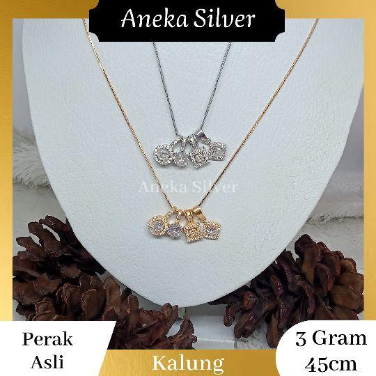 Kalung Itali Santa + Liontin Mata Variasi, Perak 925