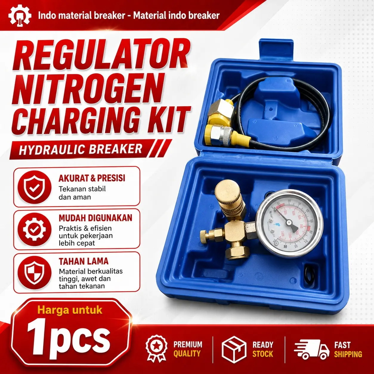 Regulator Nitrogen/ Gas Charging Kit Hydraulic Breaker