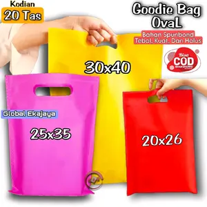 Model Oval Tas Belanja Spunbond Goodie Bag Kain Ukuran Besar Kecil 20x26 25x35 30x40 cm Kantong godybag Totebag Karakter white swing