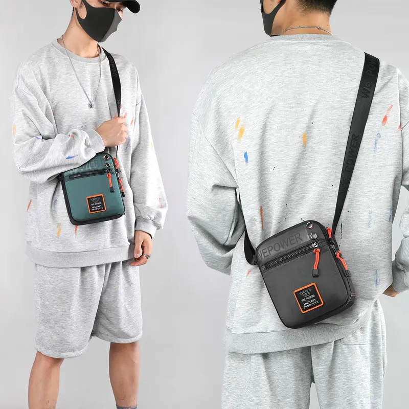 Túi Đeo Chéo Thiết Kế Nhiều Lớp Cho Nam, Túi Đeo Vai Nylon Chống Thấm Nước Cho Bé Trai, Túi Đưa Thư Dung Tích Lớn, Túi Vuông Để Giải Trí Ngoài Trời Bag 1