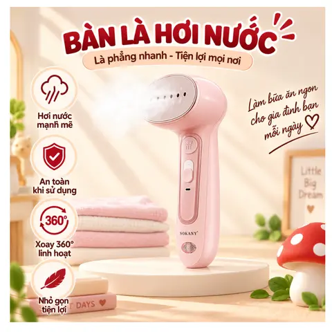 Bàn Là Hơi Nước Cầm Tayt 1500W Nhiệt Độ Cao Liên Tục, Nhỏ Gọn, Dễ Dàng Di Động, Bàn Ủi Hơi Nước Công Suất,Tiện Lợi