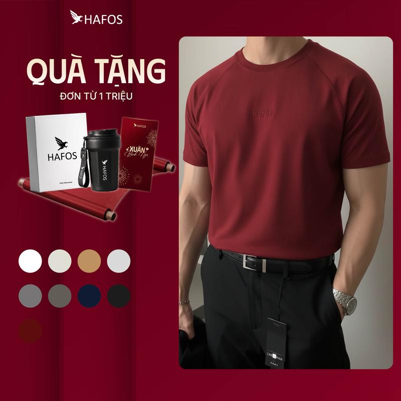  Áo thun nam ROOKEE HAFOS chất liệu cotton co giãn đứng phom. Áo phông nam thoải mái mặc đi làm đi chơi đa màu trung tính 