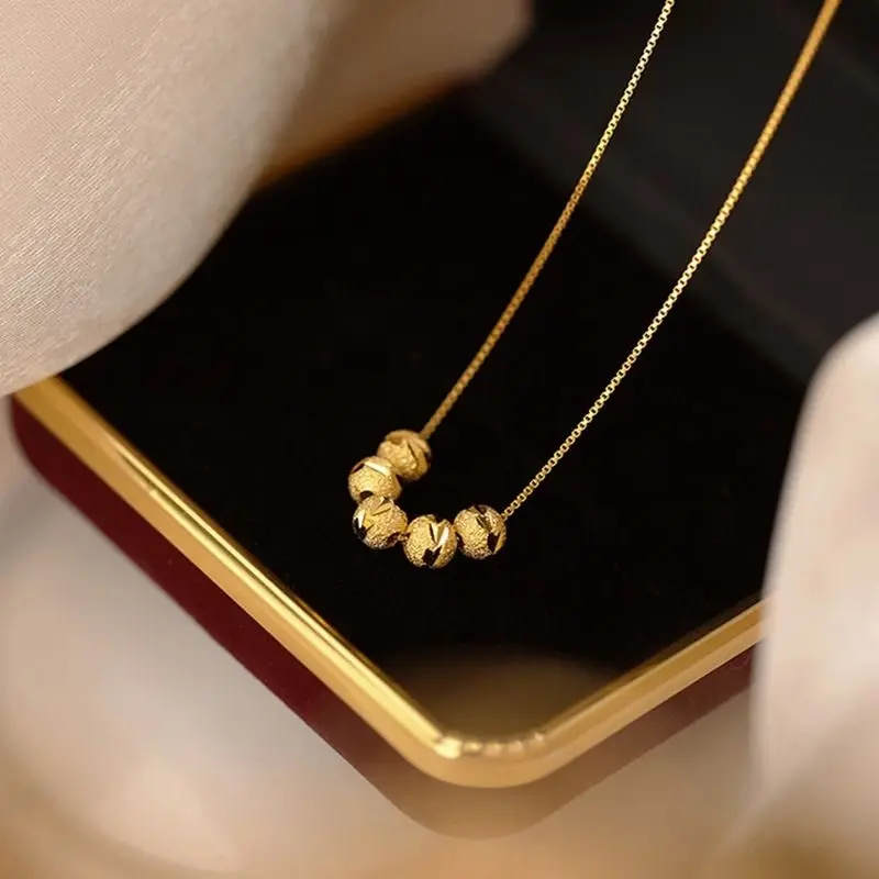 #22 Kalung 5 Boba Perhiasan Titanium - GOLD