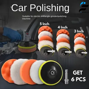 Set Busa Poles Body Mobil Motor 3/4/5 Inch Sponge Wool Polishing Waxing Car Polisher Tool Besi Mesin Car