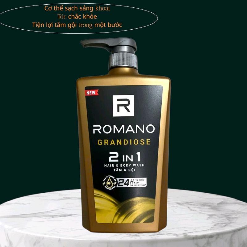 TẮM GỘI NƯỚC HOA NAM ROMANO GRANDIOSE 650G DƯỠNG TÓC CHẮC KHỎE DÀY MƯỢT SẠCH SÂU DA
