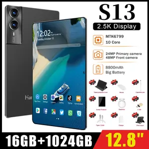 Tablet Smart Galaxy S13 Asli Baru - Layar OLED 12,8 inci, RAM 16GB + Penyimpanan 1TB, Mouse Gratis, Resolusi 2.5K, Kecepatan Refresh 120Hz, Kamera Ganda 24MP + 48MP, Prosesor MTK 6799 10-Inti, Baterai 10000mAh, Android 13