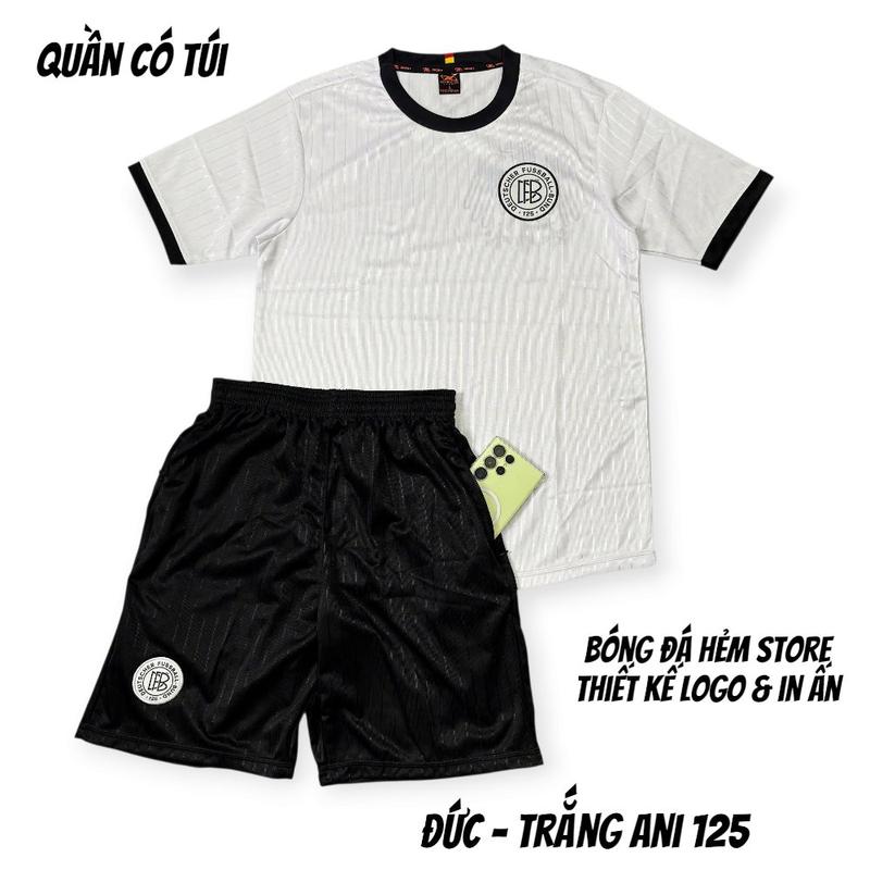 [Có Túi] Bộ quần áo bóng đá ĐỨC Trắng 125 năm vải mè cao cấp, Đồ đá banh Unisex