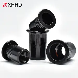 10/20/50pcs Flat Rivet Nuts M3 M4 M5 M6 M8 M10 M12 Black Carbon Steel Flat Head Threaded Insert Nutsert Cap Rivets Nuts