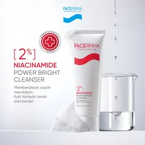 FACERINNA 2% Niacinamide Power Bright Cleanser 120ml | Sabun Cuci Muka Mencerahkan Wajah Melembabkan kelembaban | Sabun Muka Pembersih Wajah Facial Wash Brightening Skincare Face Wash Glowing, Anti-Acne, Exfoliating | Gentle Amino Formula