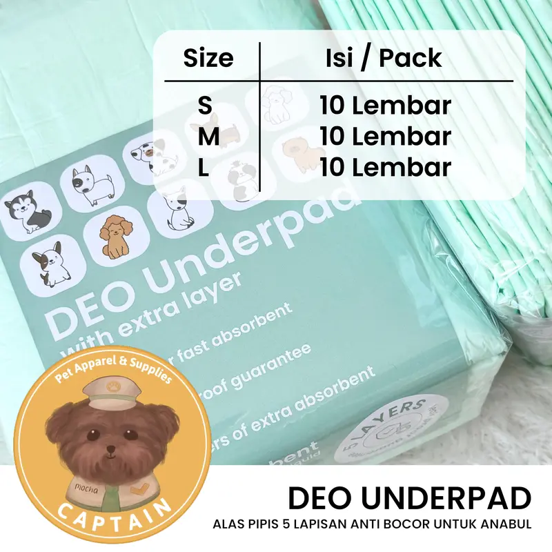 UNDERPAD 5 LAYER ALAS PIPIS ANJING PERLAK HEWAN PELIHARAAN ANTI BOCOR DOG PEE PAD DISPOSABLE PET TOILET 4