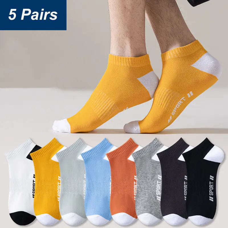5 Pairs Men's Autumn And Summer High-quality Cotton Socks Anti - TikTok ...